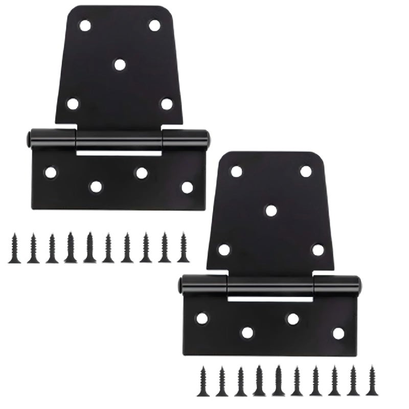 CTrowelpro 3-1/2"" Heavy Duty Gate Hinges, 2 Pack Black Iron Shed Door Hinges, Heavy Duty T Hinges Gate Hinges for Barn Wood Fence Gate Hinges with 36PCS Screws - Image 1